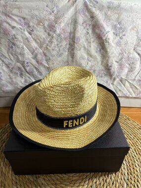 Fendi Straw Wide Brim Hat
